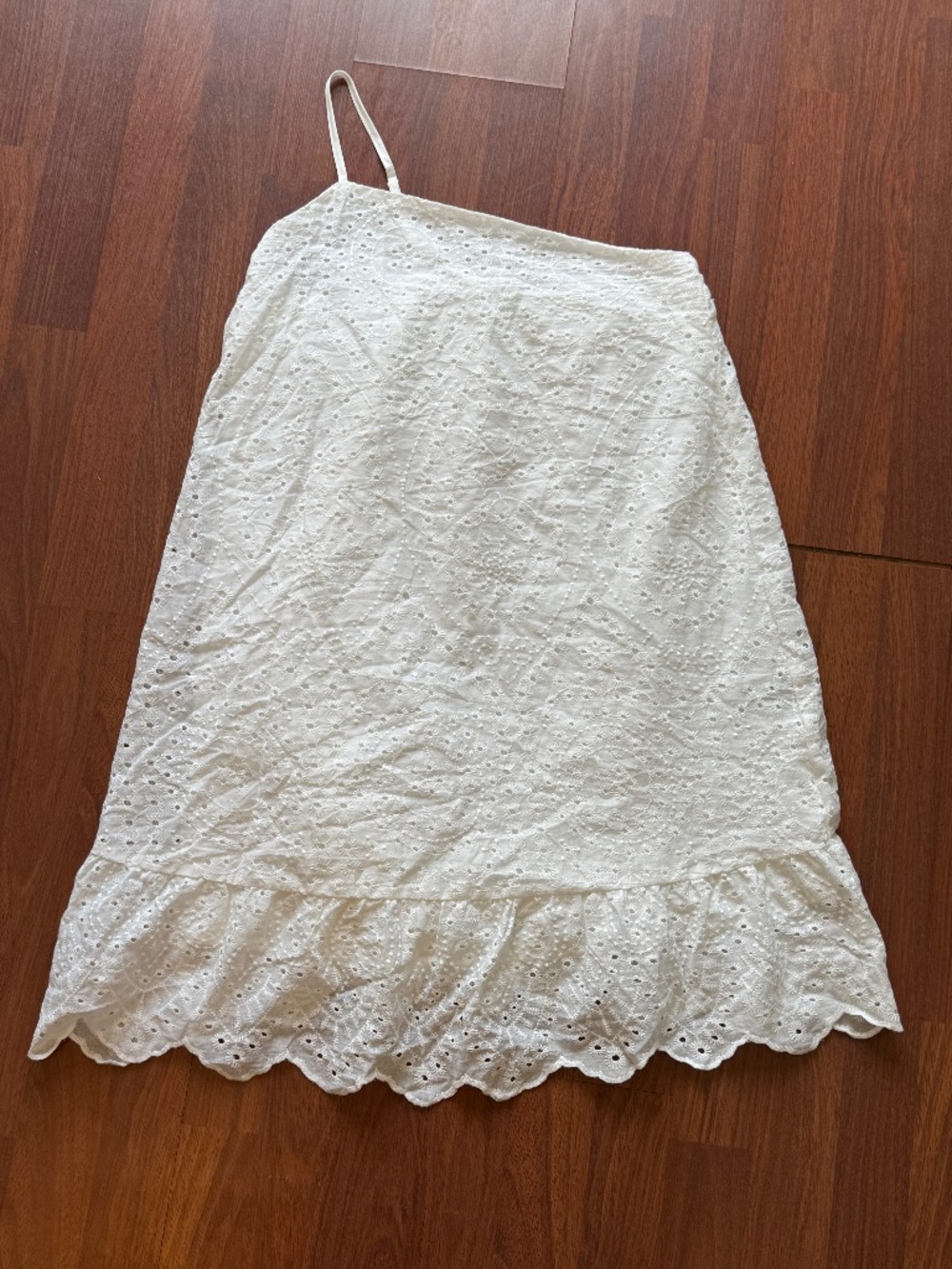Shein White Eyelit one shoulder dress- sz. medium